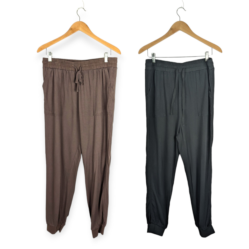 Splendid Women's Drawstring Loungewear Jogger Bundle in Black and Brown Size L‎